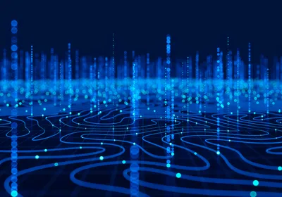 Abstract image of blue lines and dots depicting data connectivity Abstract image of blue lines and dots depicting data connectivity